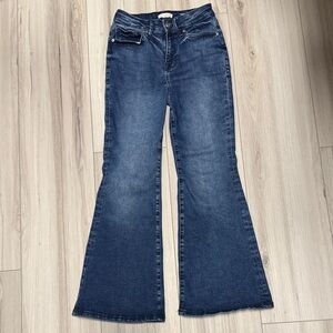 Good American Dark Blue Flared Jeans